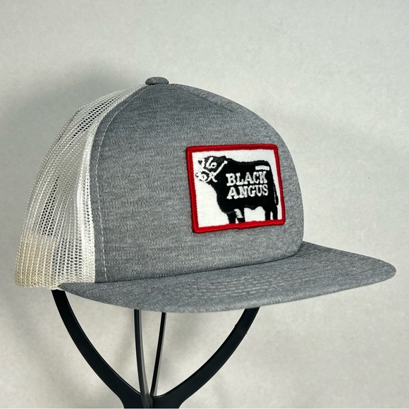 Vintage Angus Beef Farming Patch SnapBack Trucker Hat Cap Grey/ White One Size - Picture 3 of 11